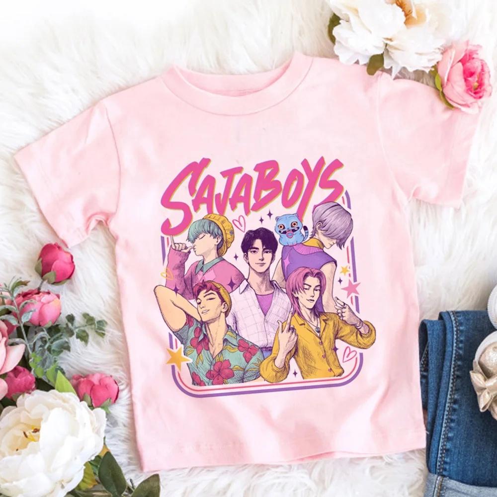 2025 New Hot KPop Demon Hunters Child Short Sleeve T-shirt Anime Character Print Tees Boys Girls Casual Tops Birthday Gift