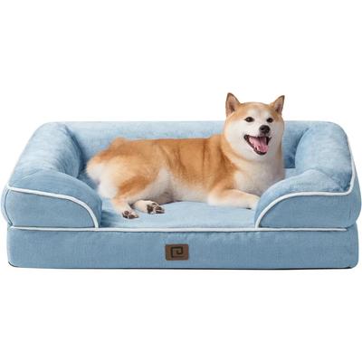 Non-Slip Bottom and Egg-Crate Foam Large Dog Couch Bed With Washable Removable Cover Everything for Dogs Washed Blue Pet Beds
