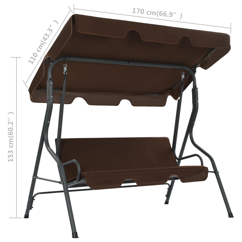 Hollywood Swing Chair Coffee Brown 170 * 110 * 153 cm