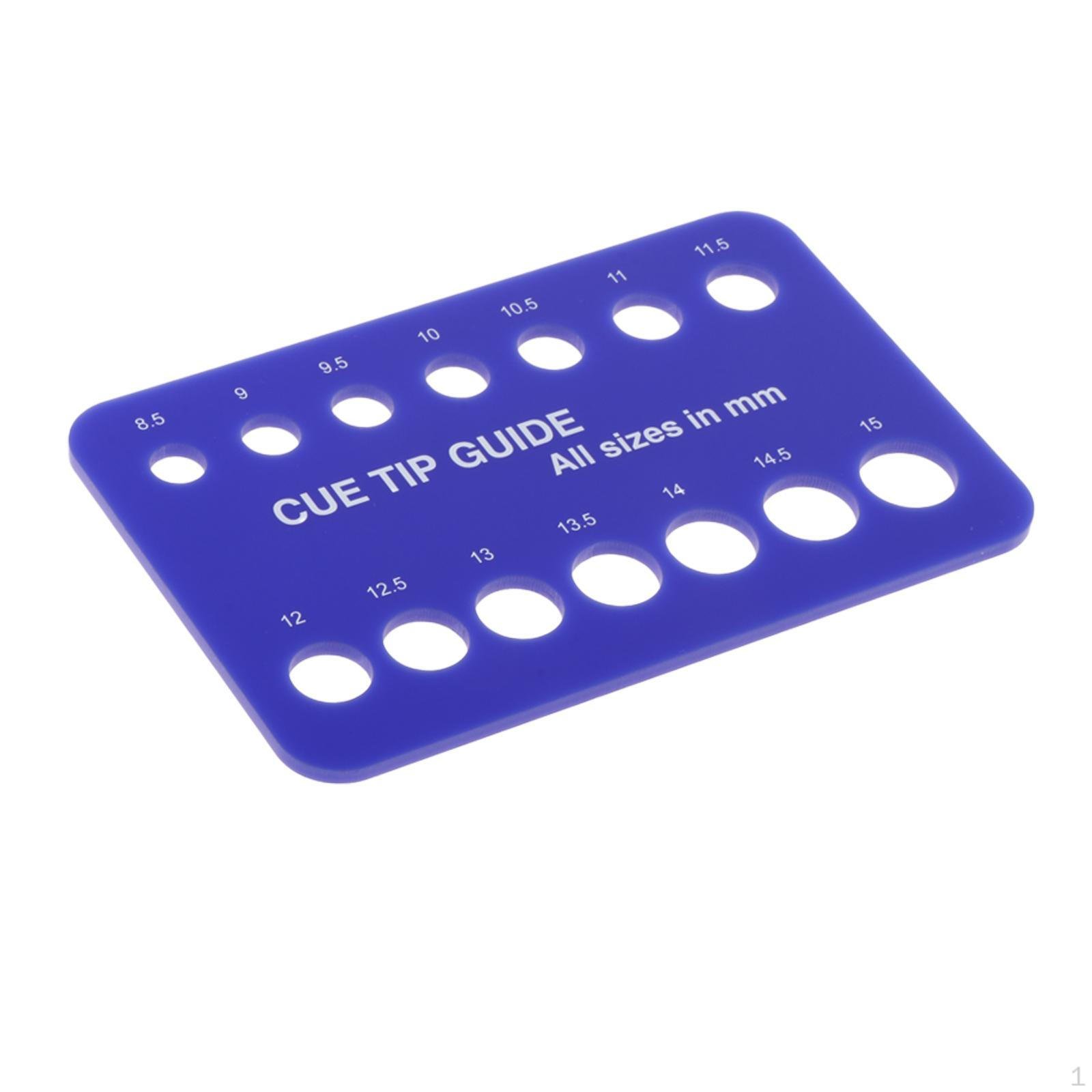 

8.5mm-15mm Pool Cue Tip Gauge Acrylic Billiard Supplies Sturdy Compact Lightweight Gift Size синий