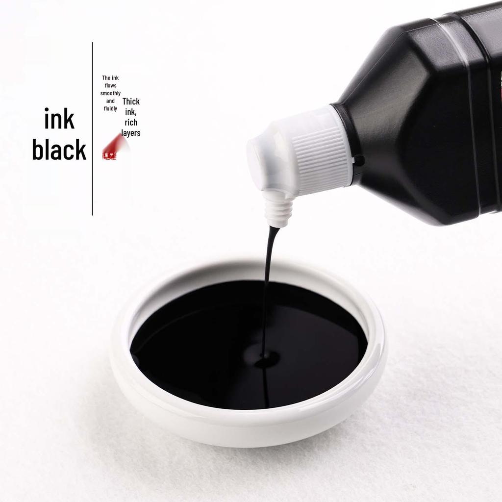 Jade Hibiscus Calligraphy & Painting Ink - Large Bottle for Brush Writing & Character Practice.