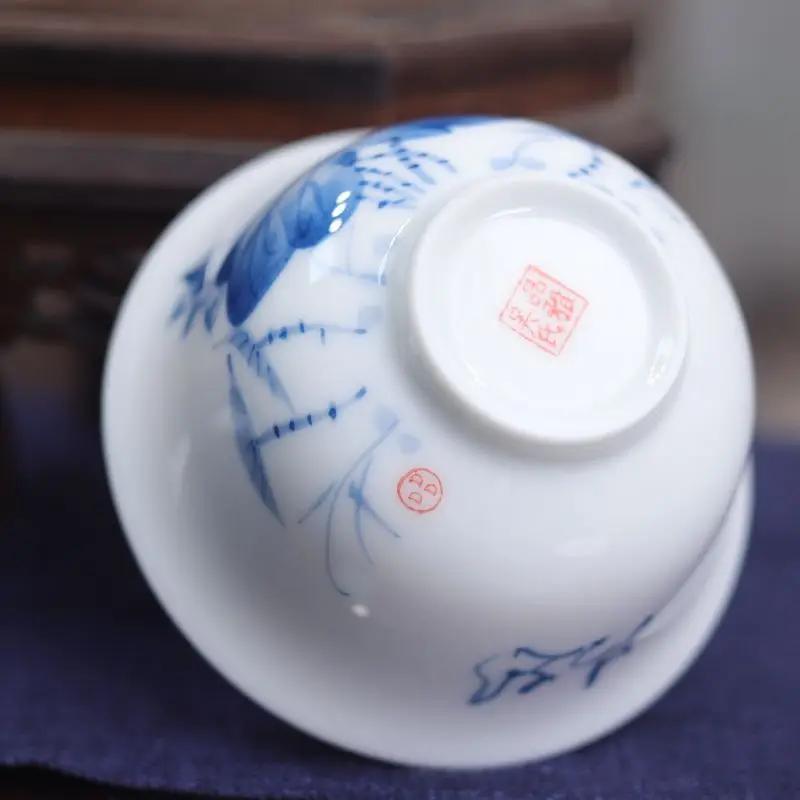 Premium Weißes Porzellan Gaiwan Set 160ml - Blau & Weiß Keramik Gongfu Teeschale, Sancai Gedeckter Becher, Chinesische Teezeremonie