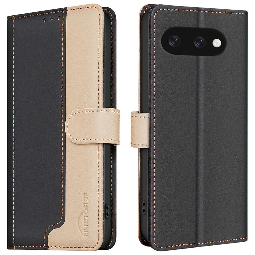 BINFEN COLOR BF33 pro Google Pixel 9a Kožené pouzdro Splicing Color Blokování RFID