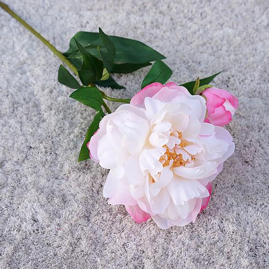 1Pc  Artificial Flower Realistic Easy Care 2-head No Fade Peony Fake Flower for Wedding