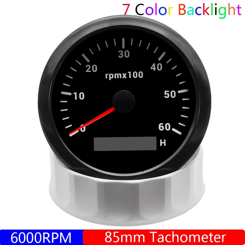 85MM Petrol Diesel Engine Tachometer Sensor RPM Gauge REV Counter 3000RPM with Digital Hourmeter 7 Color Light Optional 12V24V