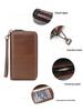 Malunt Men's Genuine Leather Multifunctional Long Wallet Clutch with Zipper