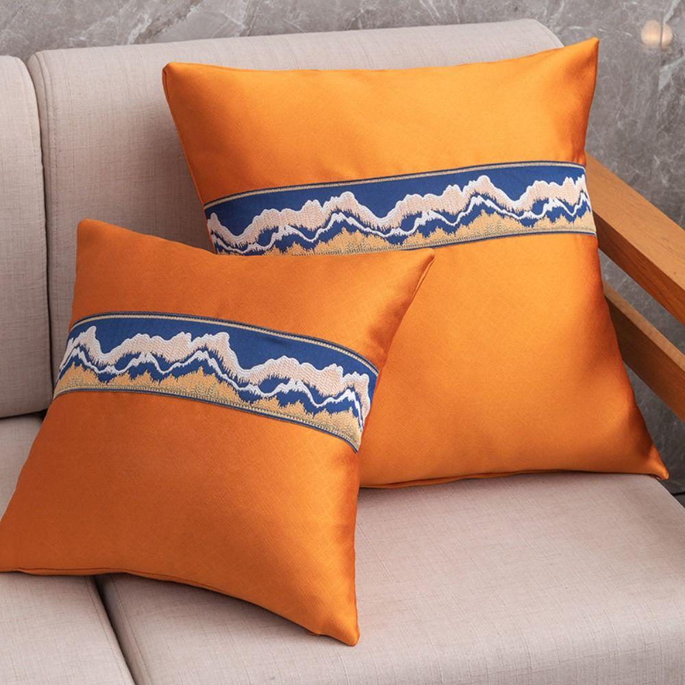 

Soft Embroidery Waist Cushion Cover 45x45cm Throw Cushion Cover Adult светло-синий
