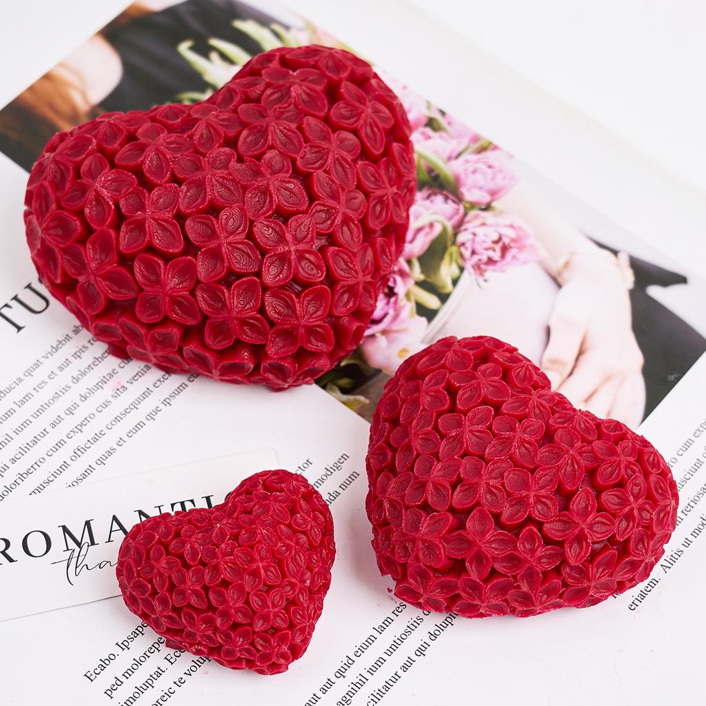 3D Love Flower Silicone Candle Mold DIY Valentine's Day Heart Scented Soap Molds Plaster Resin Chocolate Baking Making Kit