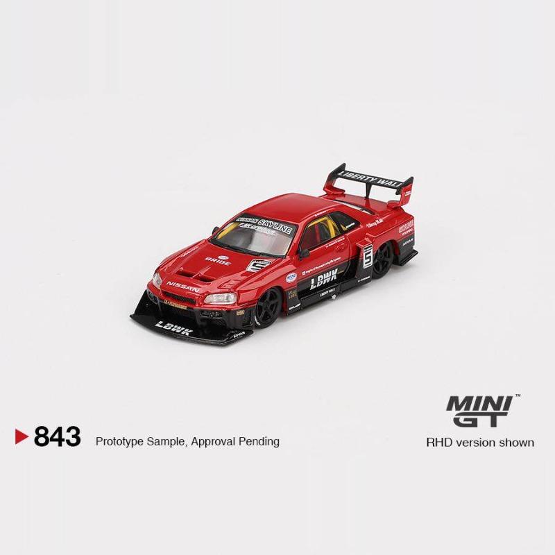 MINIGT 1:64 Nissan GTR ER34 LB Wide body Silhouette Simulation Alloy Car Model Desktop Ornament Collection Boys' Toys