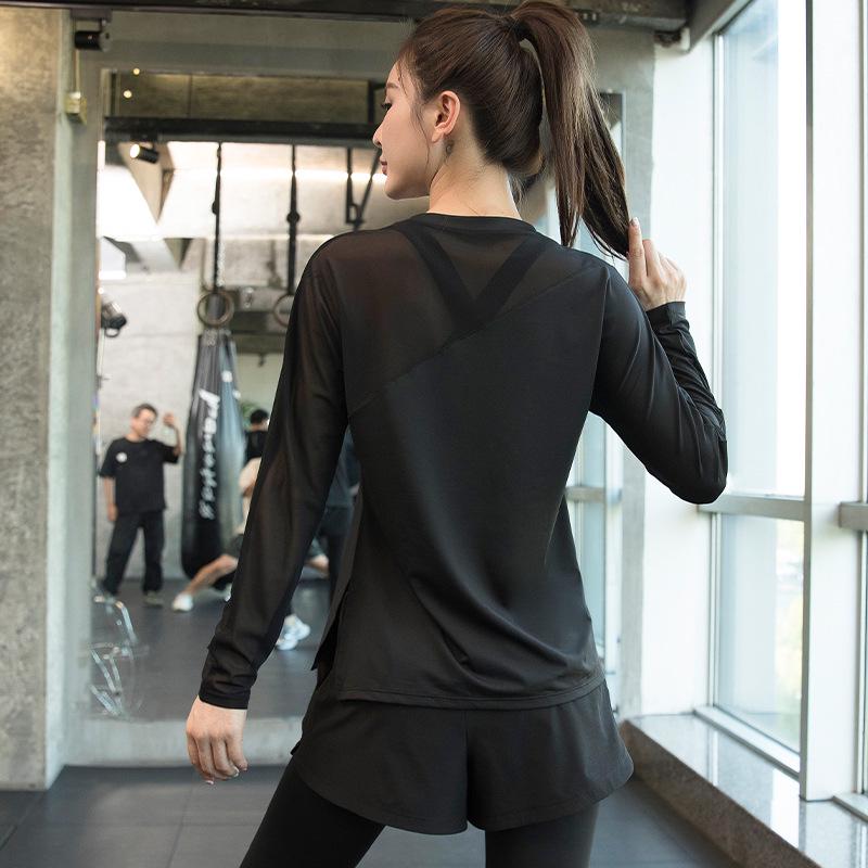 Women s Summer Yoga  Running Mesh Long Sleeve Quick-Dry Loose Fit Sports T-shirt