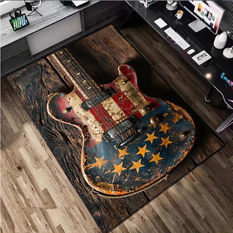 1Pc Guitar Print Rug - home decoration Carpet For Living Room Bedroom Flooring Computer Chair Area Rug