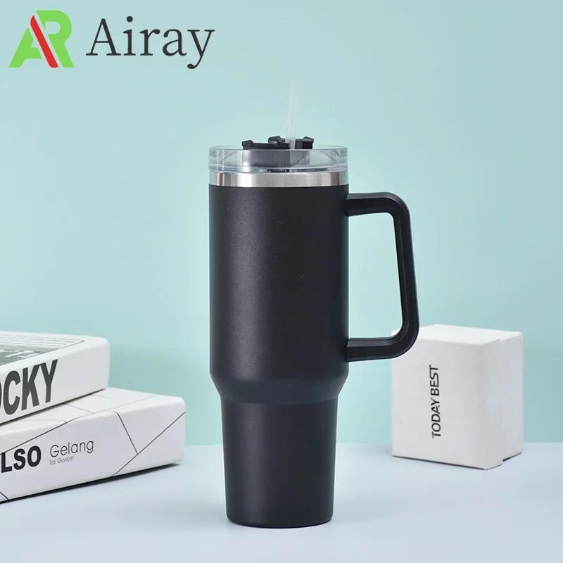 Large Capacity 40oz Stainless Steel 304 Insulated Mug with Straw Handle Portable Outdoor Car Cup Ice Retention Mug