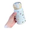 Leak Proof Double Drinking Water Cup Cartoon Iced Coffee Cup Drinkware Straw Bottle  Outdoor