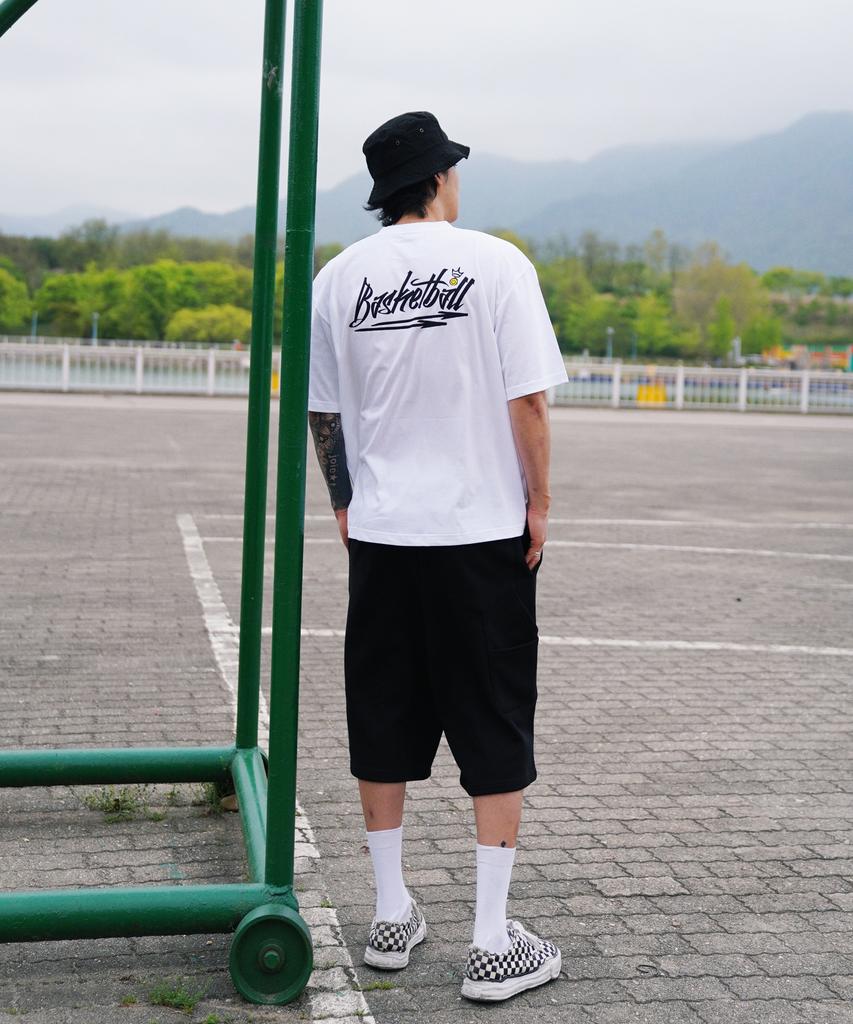CREAM SODA LAB Basketball Short Sleeve T-Shirt Oversized White Black