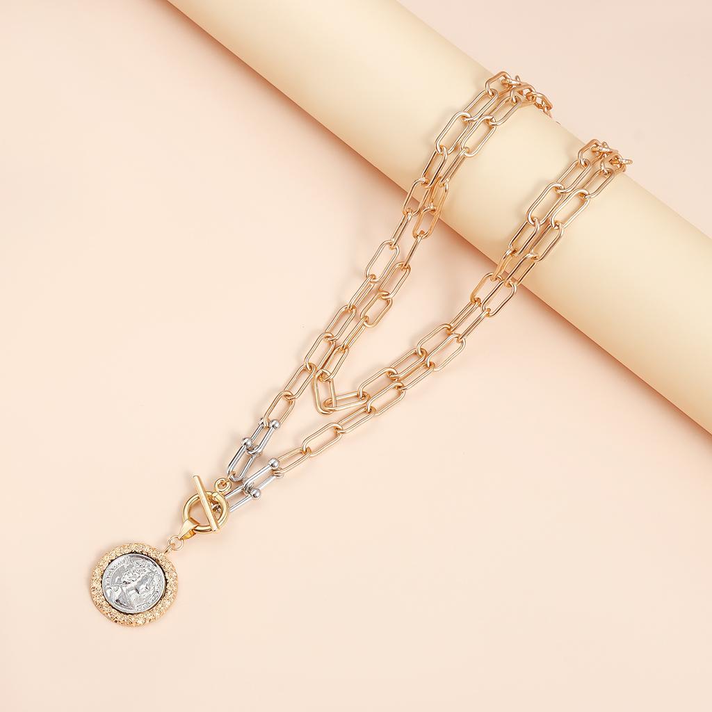 Vintage Coin Pendant Hip Hop Chain Necklace for Women Jewelry Accessories