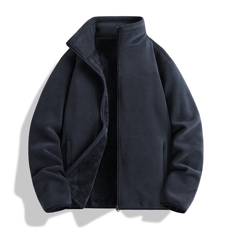 Unisex Fleecejacke mit Stehkragen - Lammfleece-Cardigan für Herbst und Winter, Kundenspezifisches Logo verfügbar