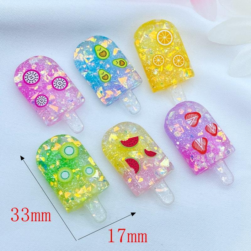 10 Stück Neue Süße Gemischte Glänzende Fruchteis Flache Rückseite Harz Cabochons Scrapbooking DIY Schmuck Basteln Dekoration Zubehör