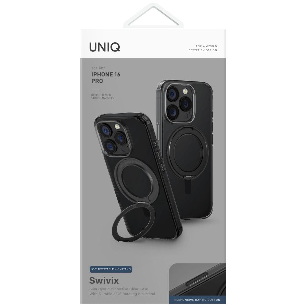 Etui Do iPhone 16 Pro UNIQ Swivix 360 Rotating Kickstand Czarne