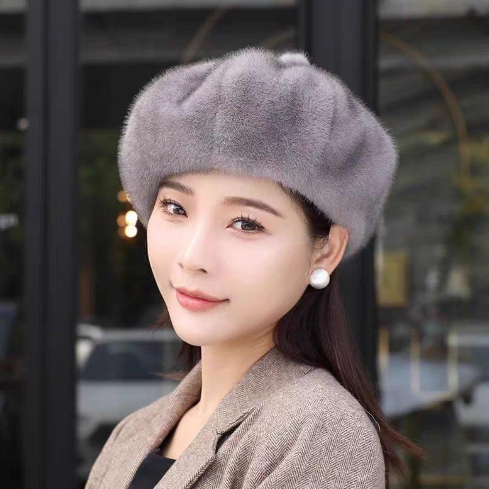 

Новый зимний берет женский универсальный осенне-зимний зарубежный тыквенный утолщенный шляпа норка модная теплая шляпа