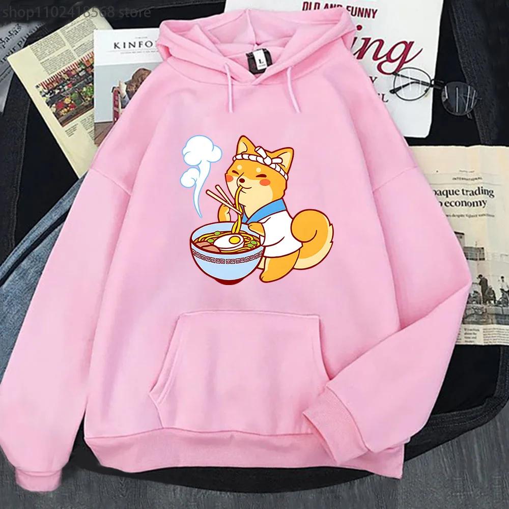 Ramen Shiba Hoodies Mens Cartoon Graphic Sweatshirt Long Sleeve Casual Kawaii Dog Pullover Aesthetic Women Coats