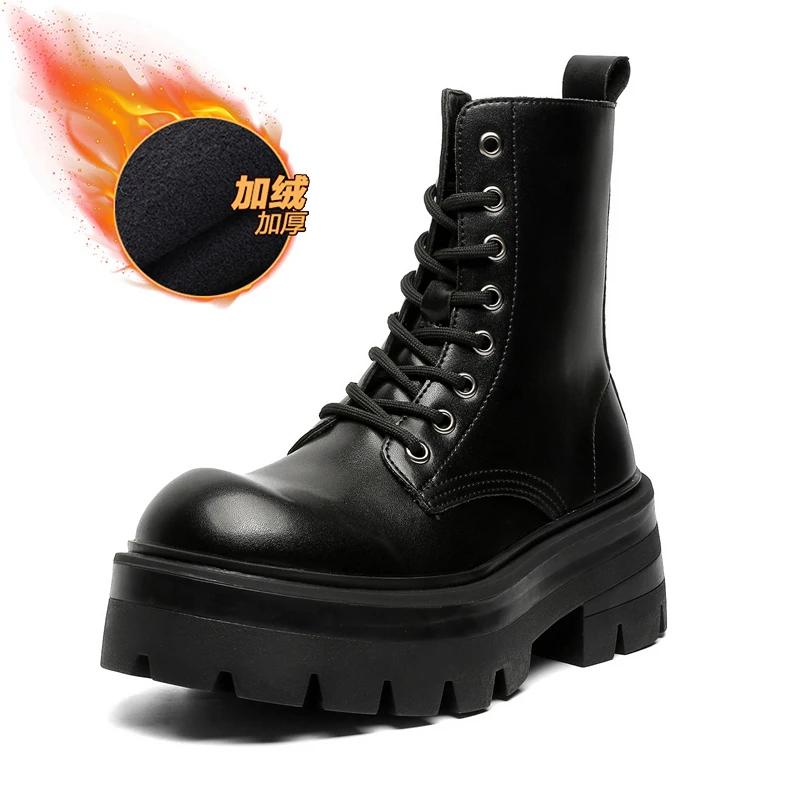 Couples High Quality Casual Platform boots new designer shoes men motorcycle ankle Boots British high-end men boots botas hombre 36 5980₽