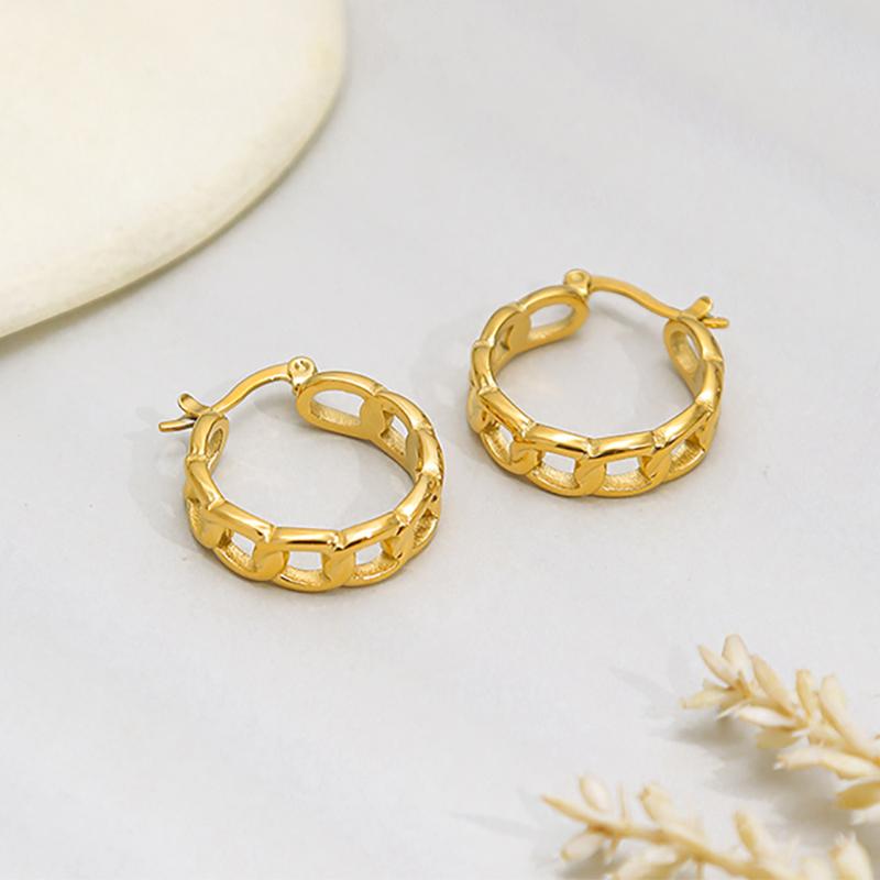 

Foxanry полые геометрические серьги из нержавеющей стали 316L для женщин, винтажные простые ювелирные изделия на помолвку, подарки 8mm золотой