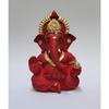 Mukut Ganesha Idol for Car Dashboard Maroon Red and Gold Small Ganesha Murti Ganpati Idol for Home Decor Puja Lord Ganesh Statue Gift