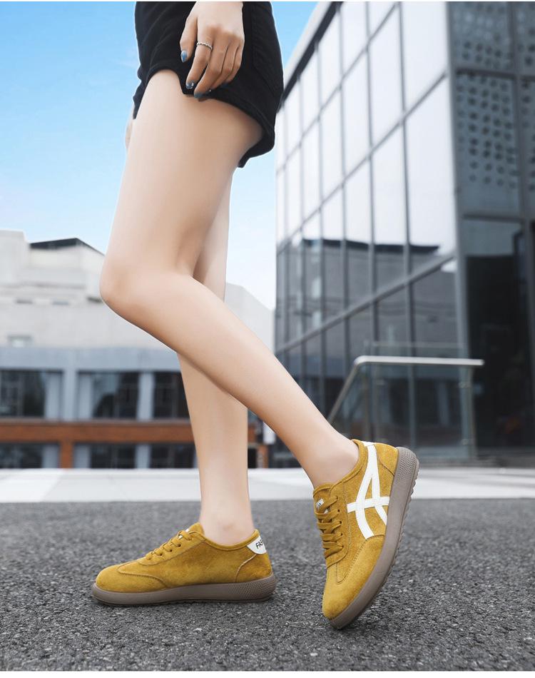 2025 Women's Lightweight Textured Leather German Training Shoes - Trendy, Flat, Patchwork Forrest Gump Student Sneakers