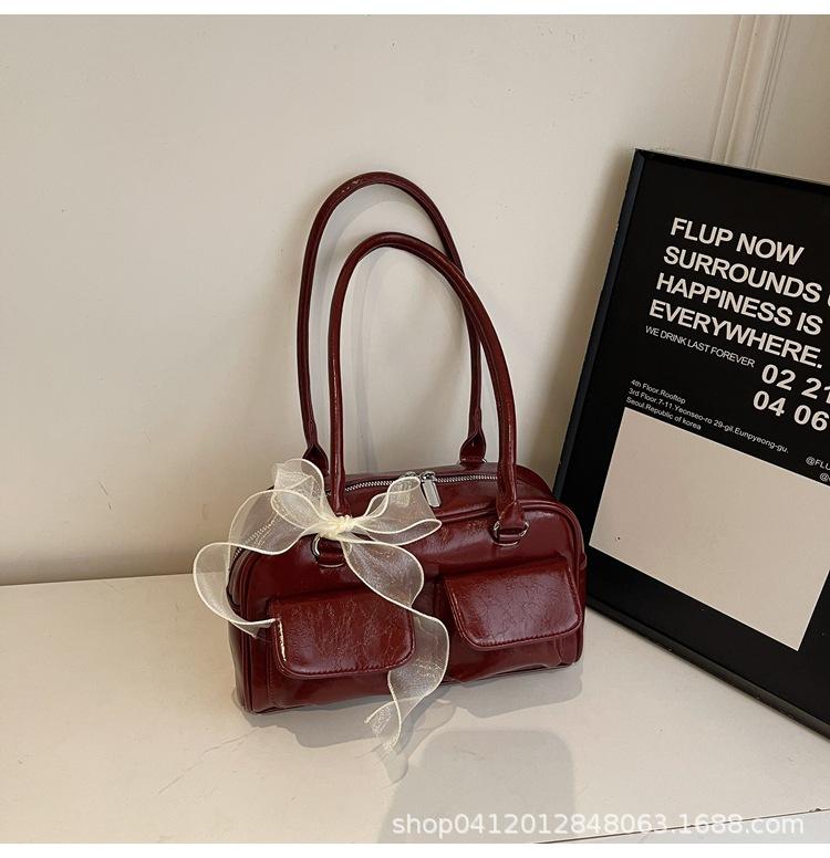

Premium Korean version niche underarm bag women s bag new fashion retro commuter bag large capacity versatile shoulder bag бордовый