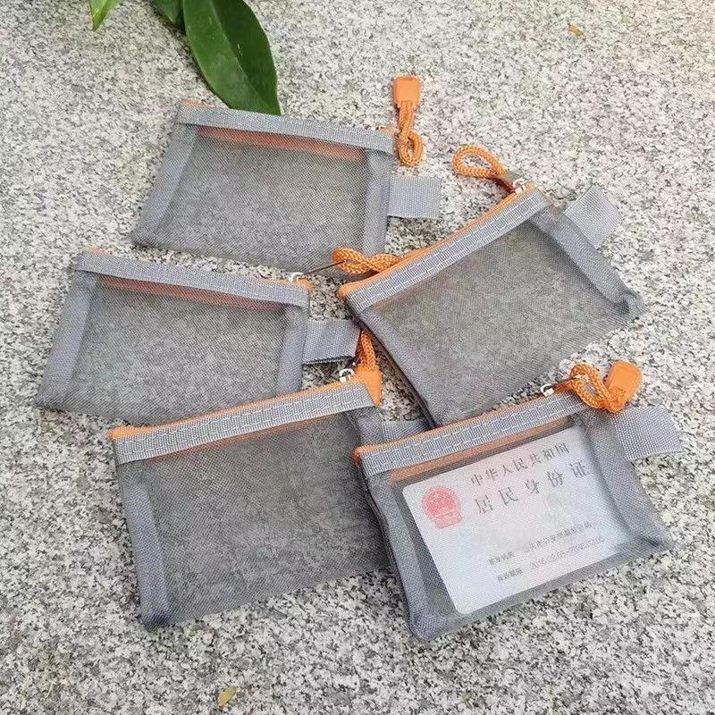 Portable Mini Card Storage Bag, Bank Card and ID Card, Nylon Mesh Transparent Zipper Bag, Loose Change Storage Bag