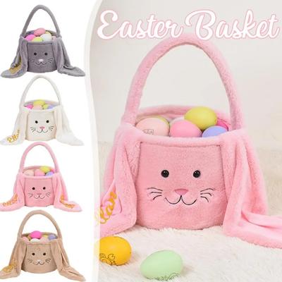 Sac Panier Peluche Haute Qualité Sacs Tote Lapin Oreilles Longues Brodé Sac Cadeau Panier Cadeau Pâques Oreille Longue Décor Festival