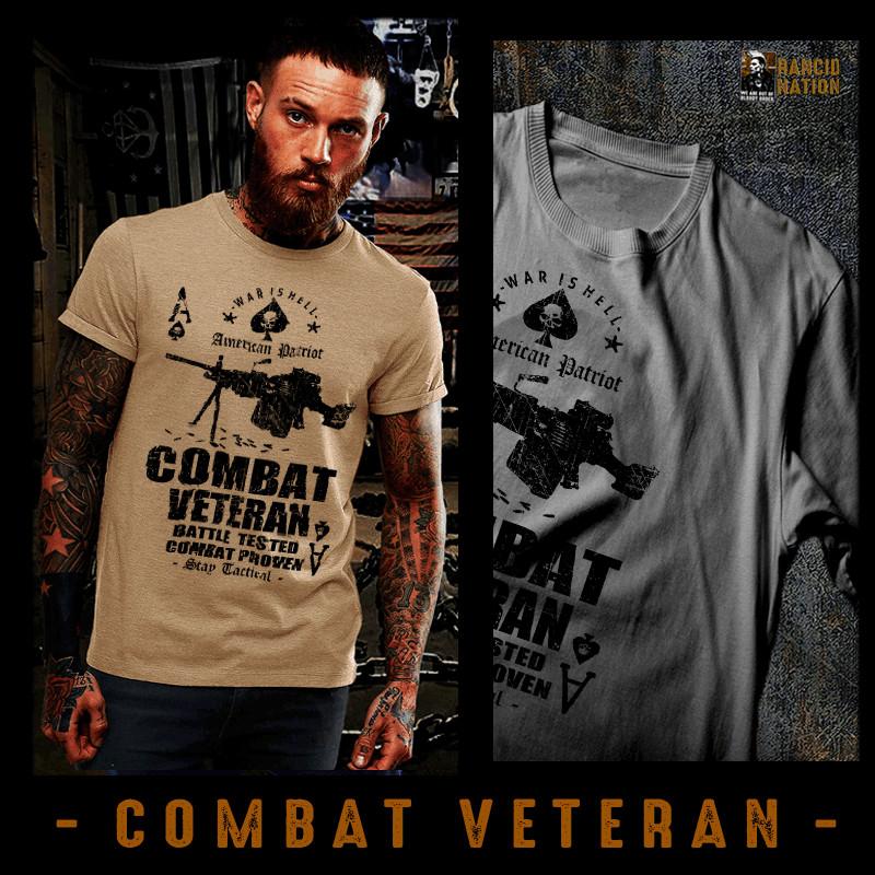 

Combat Veteran T-Shirt Iraq Afghanistan War Vietnam WW2 Korean War Battle tested S