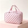 Water Resistant Polka Dot Cosmetic Bag Large Capacity Multi Pockets For Travel Daily Toiletry Skincare Storage