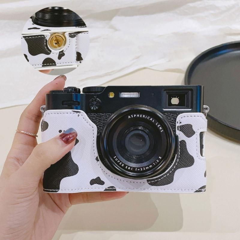 PU Leather Half Shell Case Vintaged Designing for X100VI Offering Quick Battery and Memory Card Swap