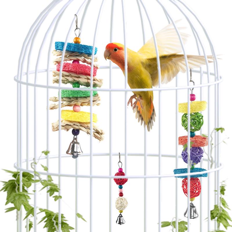 Straw Woven Chewing Toys & Decorative Hanging String for Bird Cages