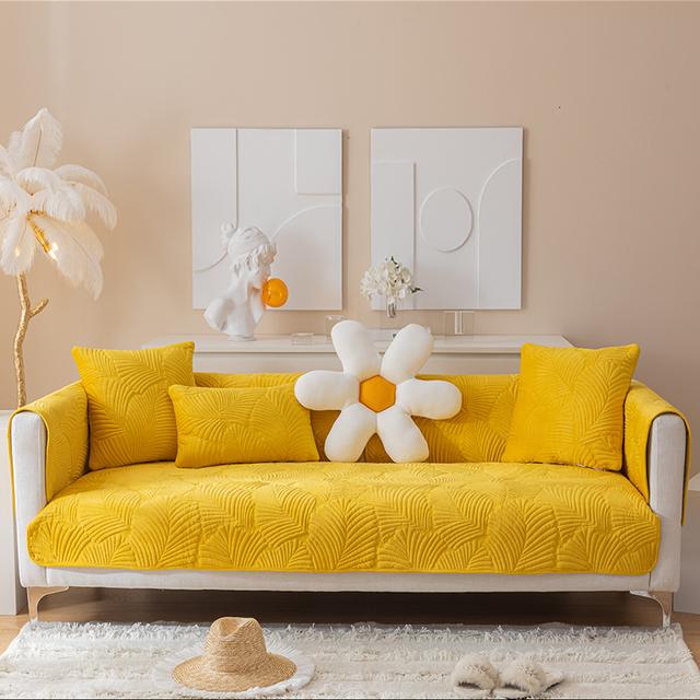 Fortykket Sofatrekk Jacquard Slipcover Ensfarget Linty Sofatrekk For Stue Anti-Slip Flere størrelser Myk hjemmeinnredning