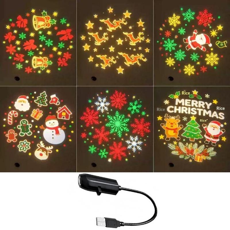Adjustable USB Christmas Projector Light 10 HD Patterns LED Night Light for Xmas Tree Party Indoor Decor