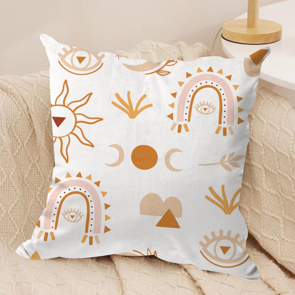 

Abstract Boho Pattern Cushion Cover Silky Short Plush Sofa Pillow Cover Hidden Zipper Soft Dustproof Case for Home Decor 30cmx30cm