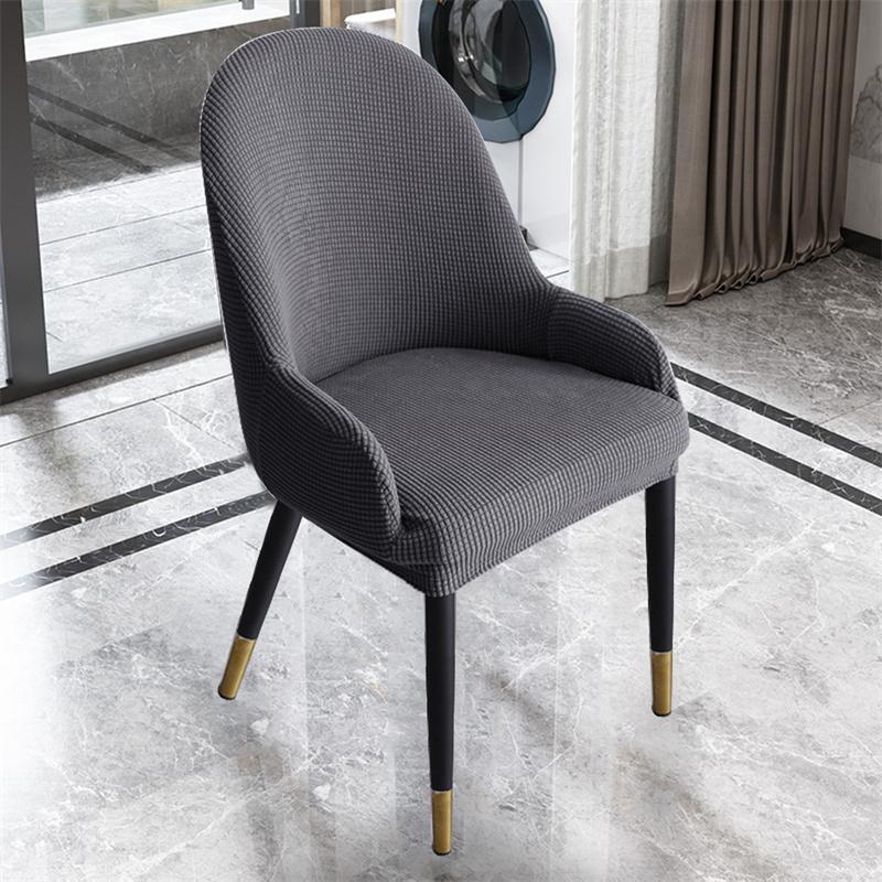 1Pc Polar Fleece Chair Covers Solid Color Stretch Spandex Armchair Slipcovers Anti-Slip Semicircle Seat Cover For Dining Room