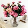 Artificial Peony Flowers 35.8" Faux Peony Stems Realistic Fake Silk Peony Branches with 3 Bloom Heads And 2 Buds for Vase DIY Bouquet Weeding