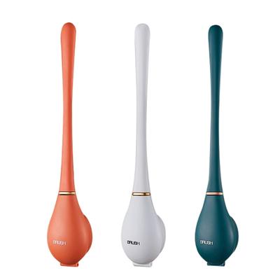Creative Silicone Water Drop Toilet Brush and Holder Automatic Opening Closing