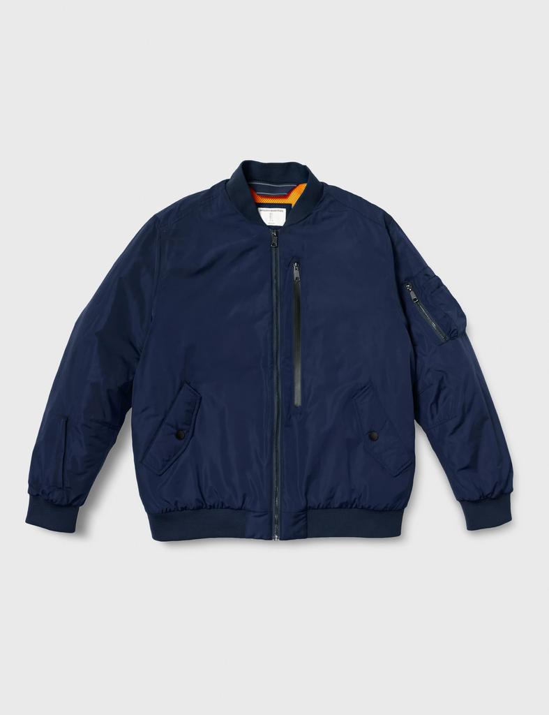 Zewnętrzna kurtka bomberka Fly Jacket z 13 kieszeniami, wodoodporna, regularny krój [Amazon Essentials], kieszenie MA-1, hydrofobowa, puchowa, męska, granatowa, LL,