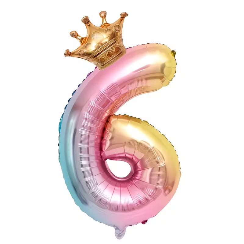 Balon Folie Număr Curcubeu 32 Inch Balon Digital Mini Număr Balon Folie Metalică pentru Petrecere Zi de Naștere Nuntă Decor Fundal