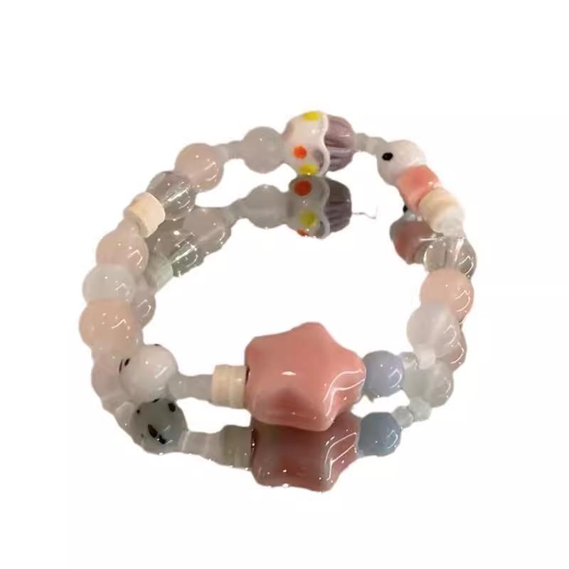 Charming Macaron Color Beaded Ceramic Bracelet – Niche, Versatile Dopamine Jewelry