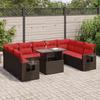 VidaXL Garden Lounge Set 10 Pcs and Brown Cushions Braided Resin Acacia, Outdoor Sofa Set, Garden Lounge Set 3326545