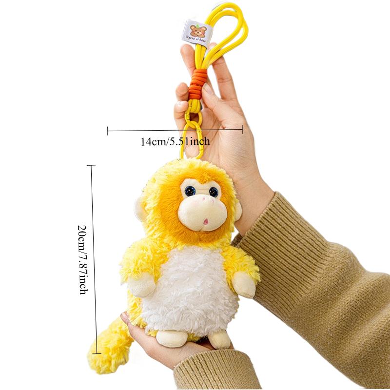 Boneca de Pelúcia de Macaco Dourado Fofo Kawaii Pelúcia Animal Macaco Chaveiro Recheado Animal Macio Criativo Presentes de Aniversário Pingente Fofo