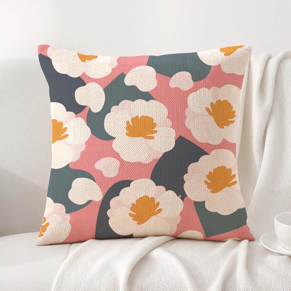 Colorful Flowers Cushion Cover Natural Linen Organic Fabric DoubleSided Printing Sofa Home Decor Breathable Bed Pillow