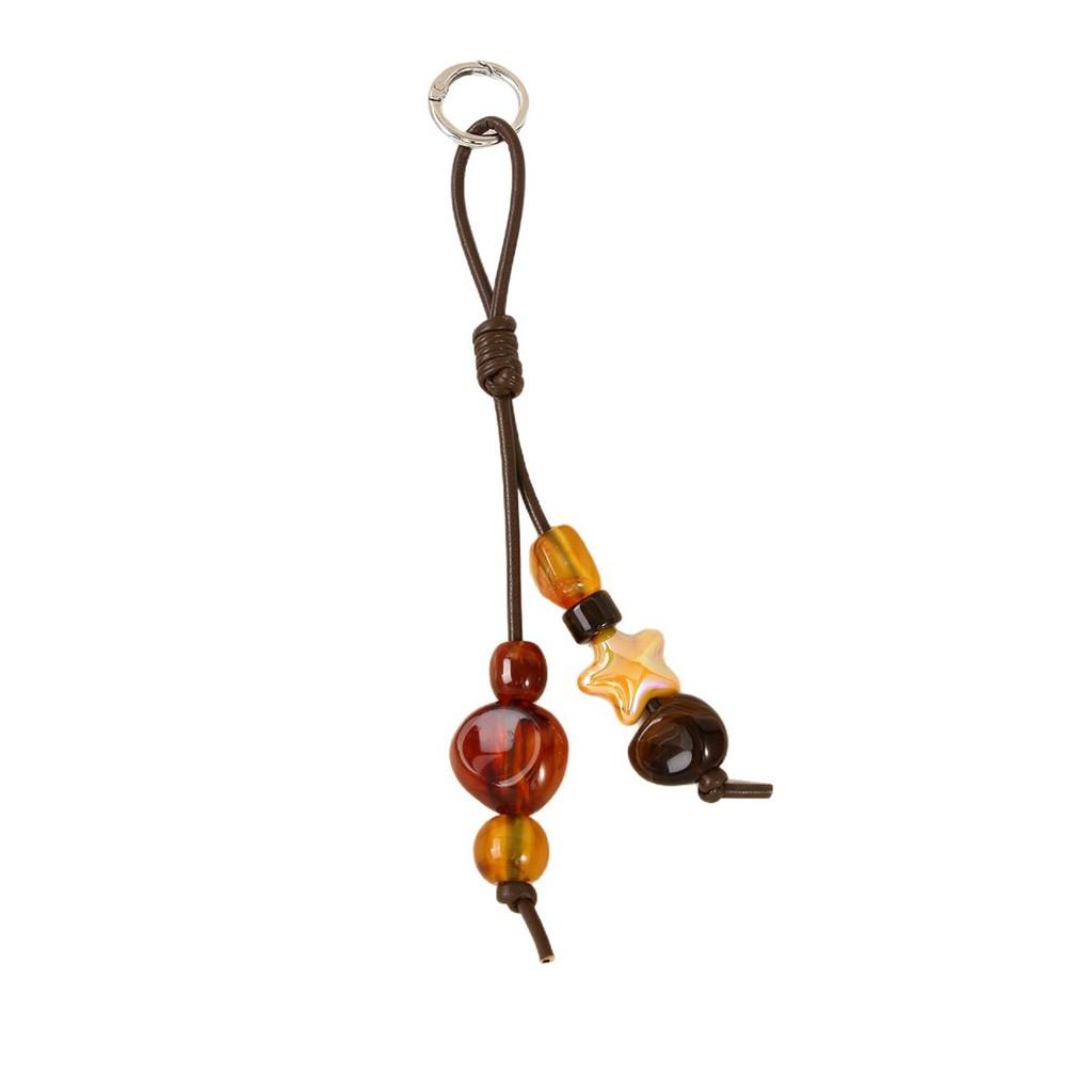 Retro Handcrafted Resin Keychain With Star Pendant For Girls And Bag Accessories