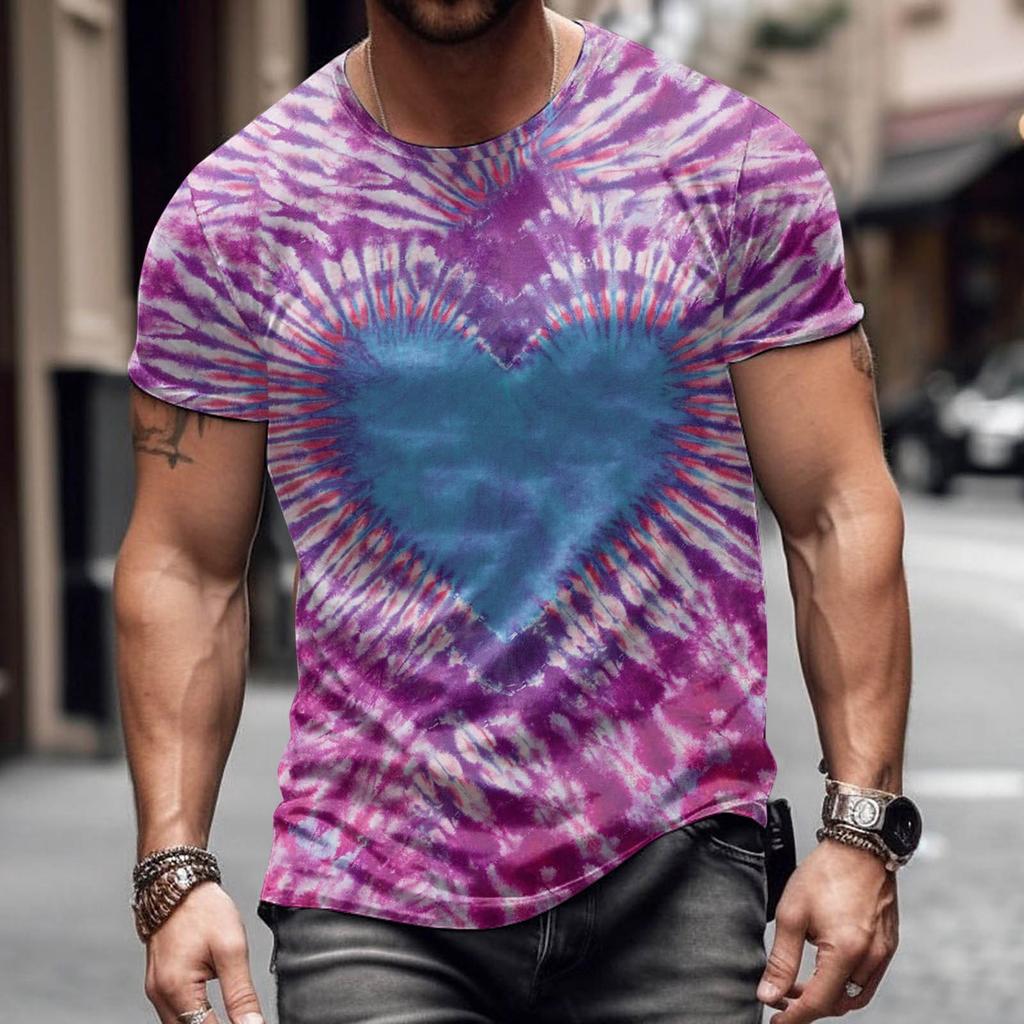 New Valentine's Day Colorful Love T Shirt 3D Print Men Women T-shirts Summer Round Neck Short Sleeve Tops Kids Tees Man Clothing