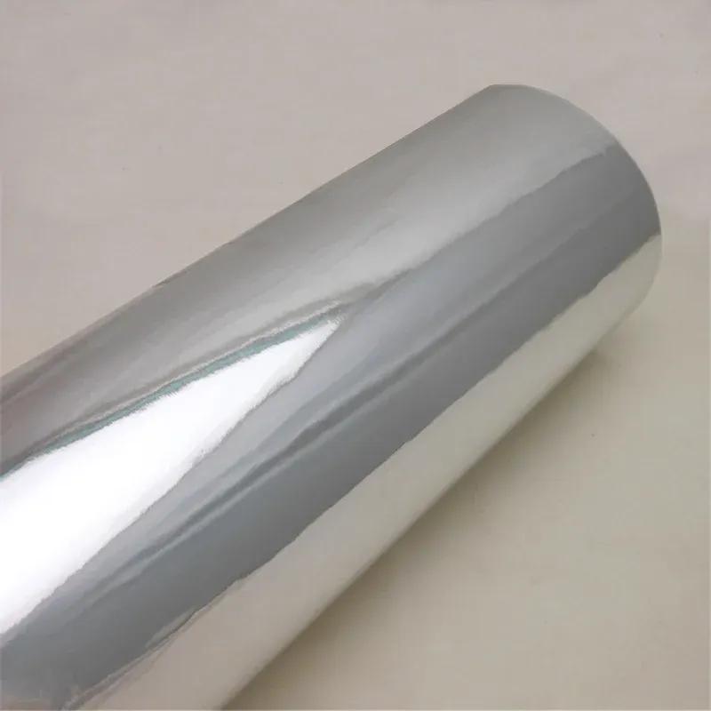 Flexible Gloss Mirror Chrome Silver Vinyl Wrap Film Foil Sticker Bubble Free Car Decal Computer Cover Phone Skin